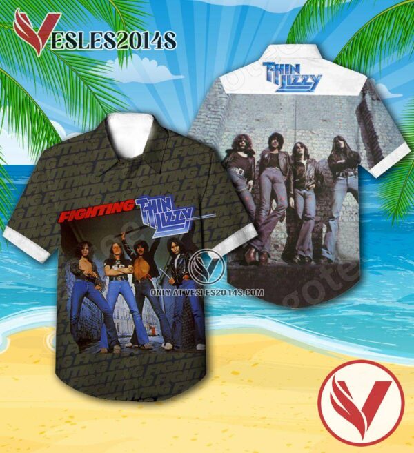 Thin Lizzy Fighting Album Cover Hawaiian Shirt, Unique Gifts For Music Lovers - Vesles2014S