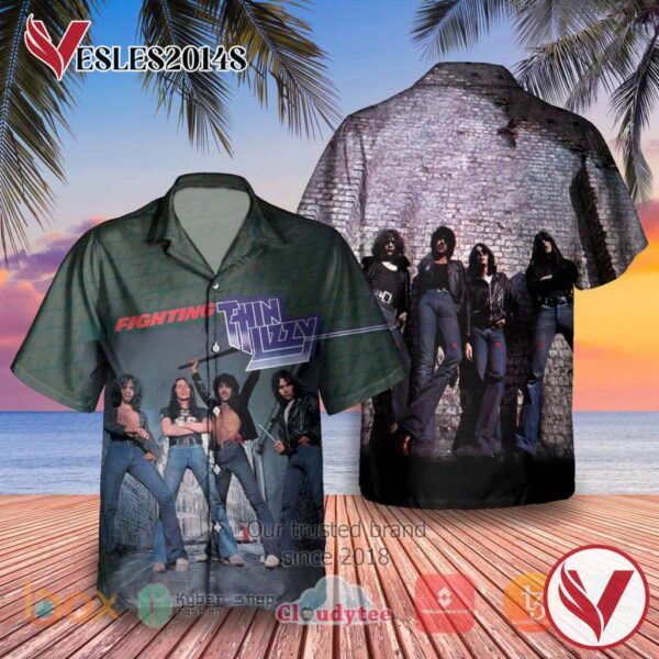 Thin Lizzy Fighting Album Hawaiian Shirt, Best Gift For Music Lovers Vesles2014S
