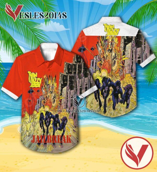 Thin Lizzy Jailbreak Album Cover Red Hawaiian Shirt, Unique Gifts For Music Lovers - Vesles2014S