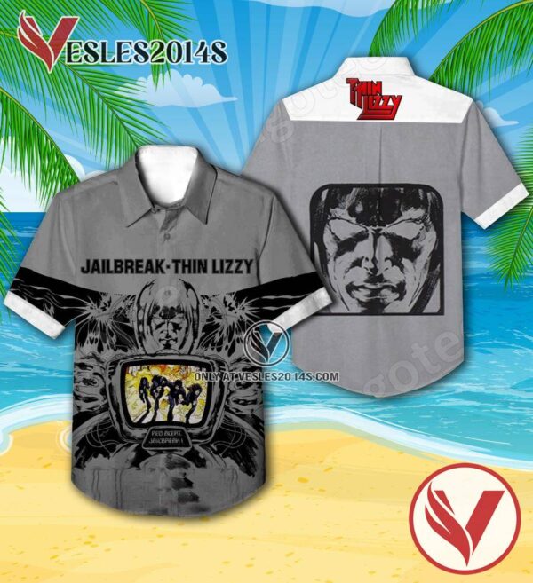 Thin Lizzy Jailbreak Studio Album Cover Hawaiian Shirt, Unique Gifts For Music Lovers - Vesles2014S
