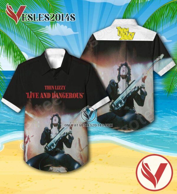 Thin Lizzy Live And Dangerous Album Cover Black Hawaiian Shirt, Unique Gifts For Music Lovers - Vesles2014S