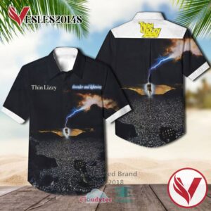 Thin Lizzy Thunder and Lightning 1983 Casual Hawaiian Shirt, Best Gifts For Summer Vesles2014S 1