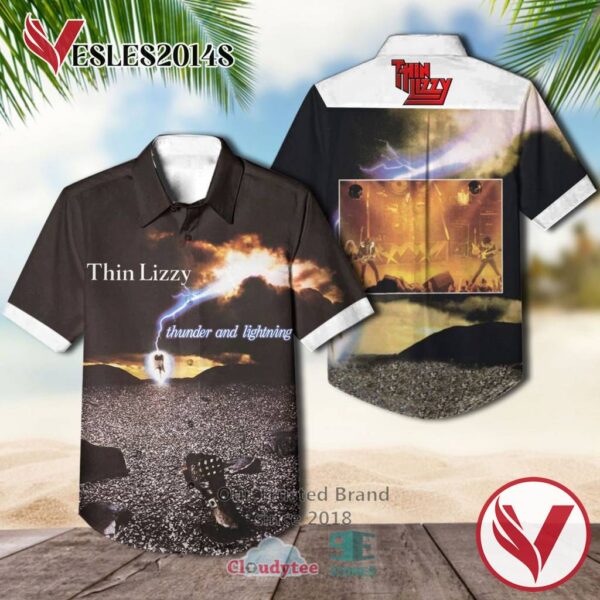Thin Lizzy Thunder and Lightning Casual Hawaiian Shirt, Best Gifts For Summer Vesles2014S