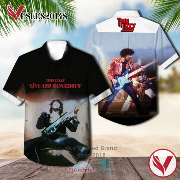 Thin Lizzy band Live and Dangerous Album Cover Hawaiian Shirt, Best Gift For Music Lovers Vesles2014S