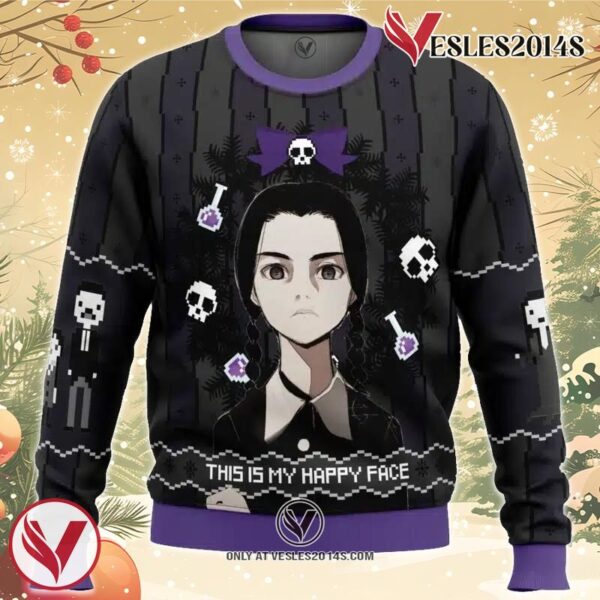 This is my Happy Face Wednesday Addams Ugly Christmas Sweater, Unique Christmas Gift For Fans - Vesles2014S