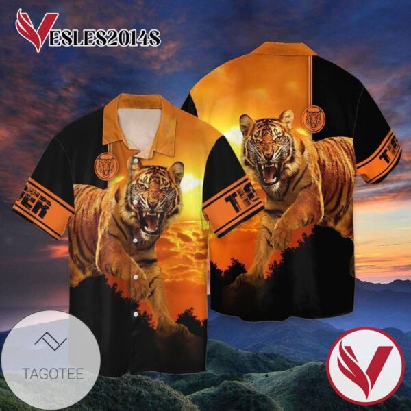 Tigger Sunset For Men And Women Graphic Print Short Sleeve Hawaiian Casual Shirt Vesles2014S 1