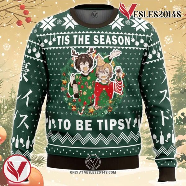 Tis The Season To Be Tipsy Bungo Stray Dogs Ugly Christmas Sweater, Unique Christmas Gift For Fans - Vesles2014S