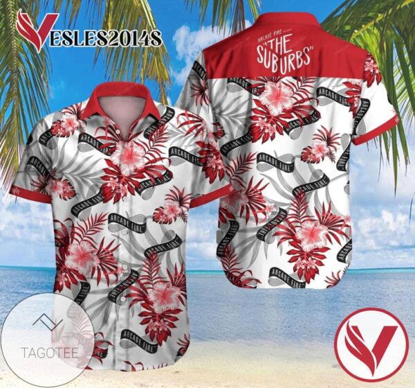 Tlmus Arcade Fire The Suburbs Hawaiian Graphic Print Short Sleeve Hawaiian Casual Shirt Vesles2014S 1