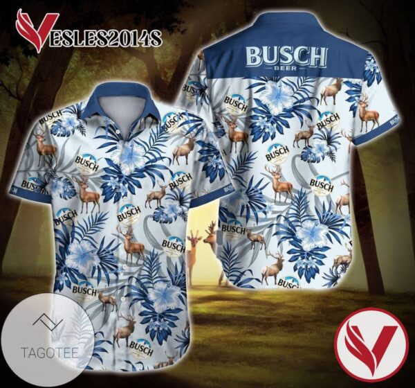 Tlmus Busch Beer Deer Hunting Hawaiian Graphic Print Short Sleeve Hawaiian Casual Shirt Vesles2014S 1