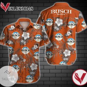 Tlmus Busch Beer Tropical Hawaiian Graphic Print Short Sleeve Hawaiian Casual Shirt Vesles2014S 1