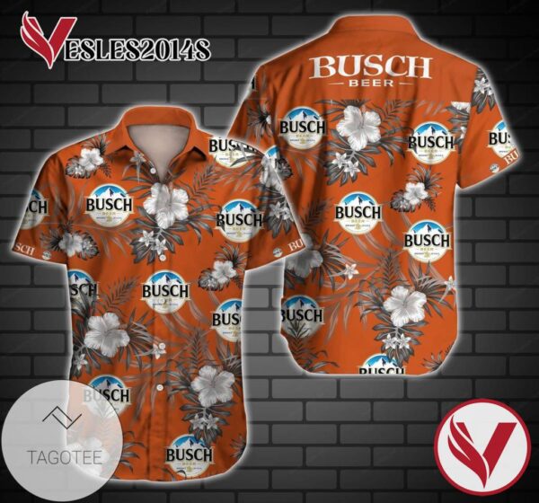 Tlmus Busch Beer Tropical Hawaiian Graphic Print Short Sleeve Hawaiian Casual Shirt Vesles2014S 1