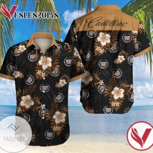 Tlmus Cadillac Hawaiian II Graphic Print Short Sleeve Hawaiian Casual Shirt Vesles2014S