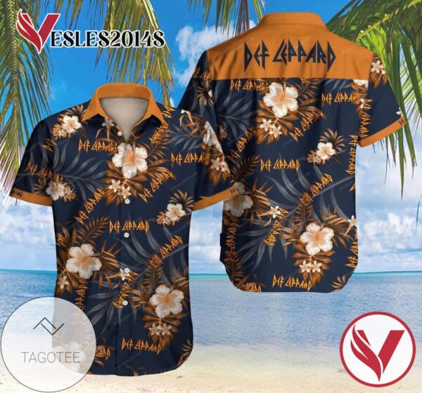 Tlmus Def Leppard Hawaiian Graphic Print Short Sleeve Hawaiian Casual Shirt Vesles2014S 1