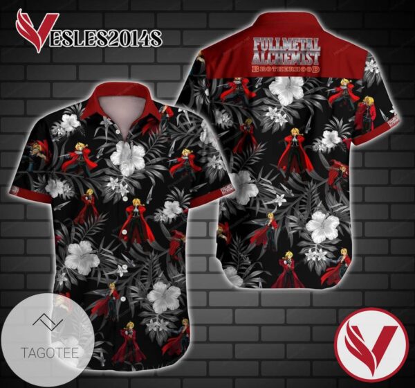 Tlmus Fullmetal Alchemist Brotherhood Hawaiian Graphic Print Short Sleeve Hawaiian Casual Shirt Vesles2014S 1
