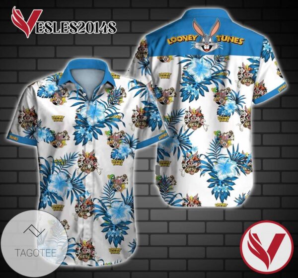 Tlmus Looney Tunes Bunny Rabbit Hawaiian Graphic Print Short Sleeve Hawaiian Casual Shirt Vesles2014S