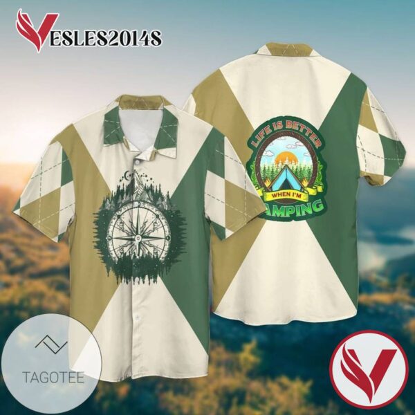 To The Forest Hippie Life is Better When I Am Camping Graphic Print Short Sleeve Hawaiian Casual Shirt Vesles2014S 1