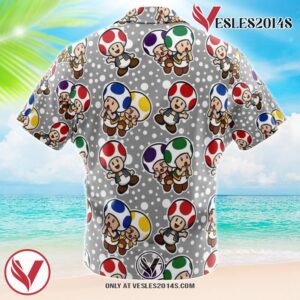 Toad Mario Bros Hawaiian Button Up Shirt, Perfect Gifts For Anime Lovers - Vesles2014S 1