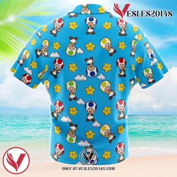 Toad Pattern Mario Bros Hawaiian Button Up Shirt, Perfect Gifts For Anime Lovers - Vesles2014S 1
