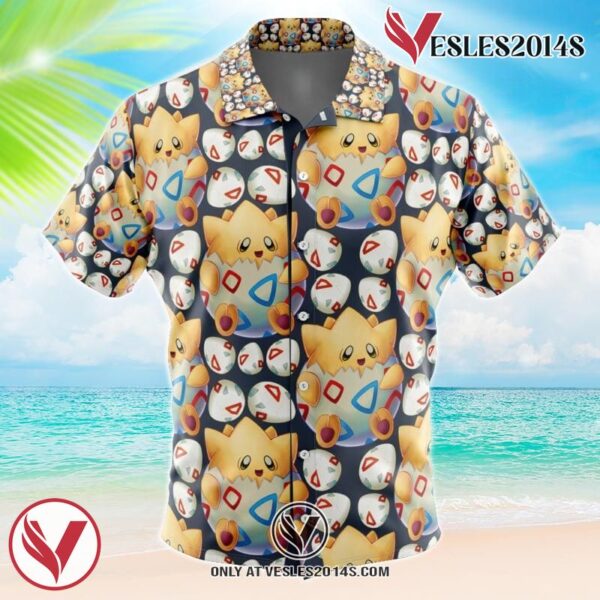 Togepi Pokemon Hawaiian Button Up Shirt, Perfect Gifts For Anime Lovers - Vesles2014S