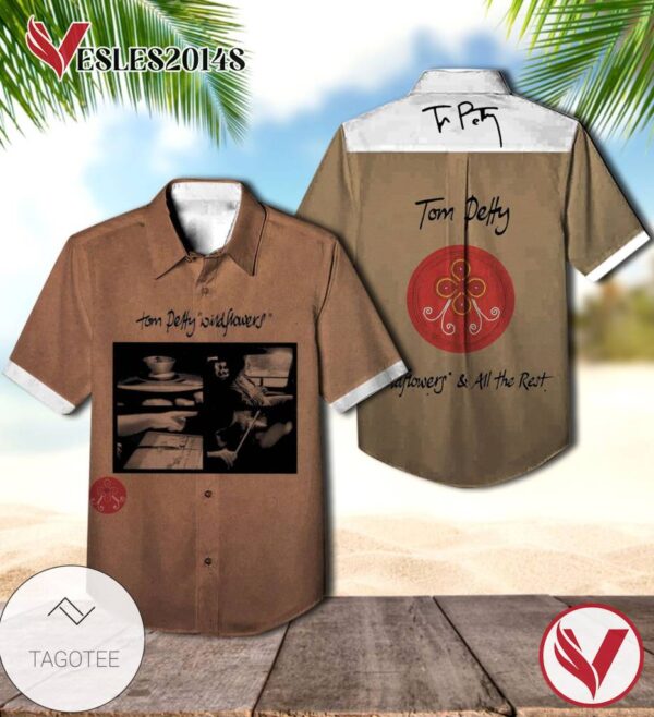 Tom Petty Wildflowers Album Cover Hawaiian Shirt, Best Gift For Music Lovers Vesles2014S
