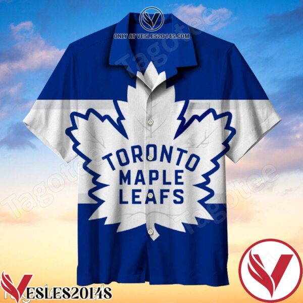 Toronto Maple Leaf Big Logo Mix Blue And White Hawaiian Shirt, Unique Gifts For Friends - Vesles2014S 1