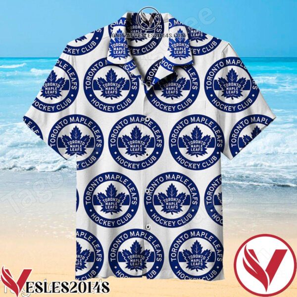 Toronto Maple Leaf Circle Logo Lineup White Hawaiian Shirt, Unique Gifts For Friends - Vesles2014S 1