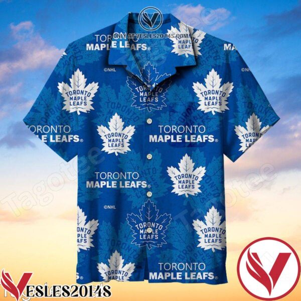 Toronto Maple Leaf Logo Printed On Blue Hawaiian Shirt, Unique Gifts For Friends - Vesles2014S 1