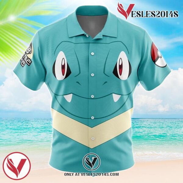 Totodile Face Pokemon Button Up  Hawaiian Shirt