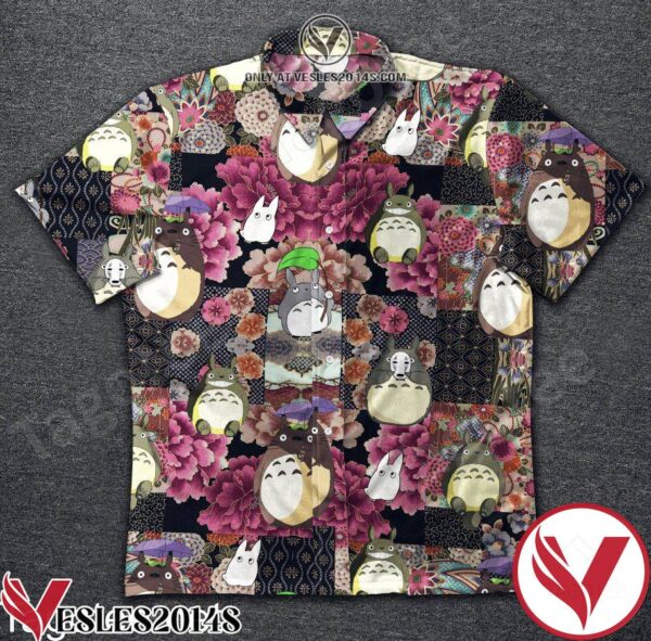 Totoro Ghibli Flower Patchwork Hawaiian Shirt, Unique Gifts For Friends - Vesles2014S 1