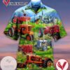 Tractor Farm Print Short Sleeve Hawaiian Casual Shirt Vesles2014S