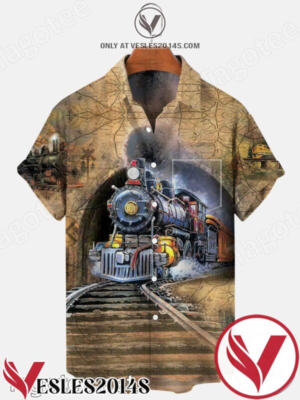 Train Speed Ahead Map Vintage Hawaiian Shirt, Unique Gifts For Friends - Vesles2014S 1
