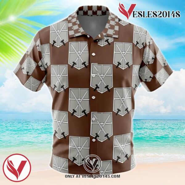 Training Corps Attack on Titan Hawaiian Button Up Shirt, Perfect Gifts For Anime Lovers - Vesles2014S