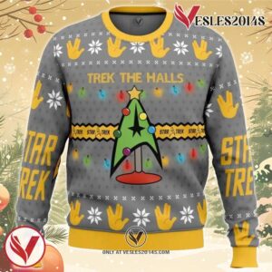 Trek The Halls Star Trek Ugly Christmas Sweater, Unique Christmas Gift For Fans - Vesles2014S vr2