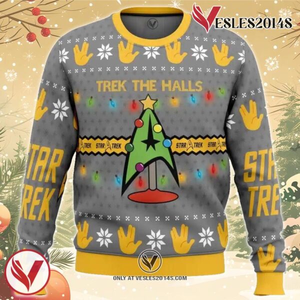Trek The Halls Star Trek Ugly Christmas Sweater, Unique Christmas Gift For Fans - Vesles2014S vr2