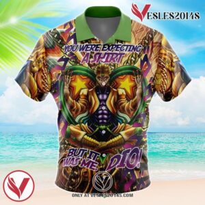 Trippy Dio Brando JoJo’s Bizarre Adventure Hawaiian Button Up Shirt, Perfect Gifts For Anime Lovers - Vesles2014S