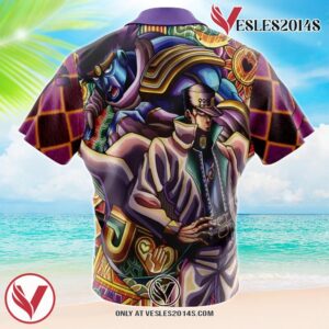 Trippy Jotaro Kujo JoJo’s Bizarre Adventure Hawaiian Button Up Shirt, Perfect Gifts For Anime Lovers - Vesles2014S 1