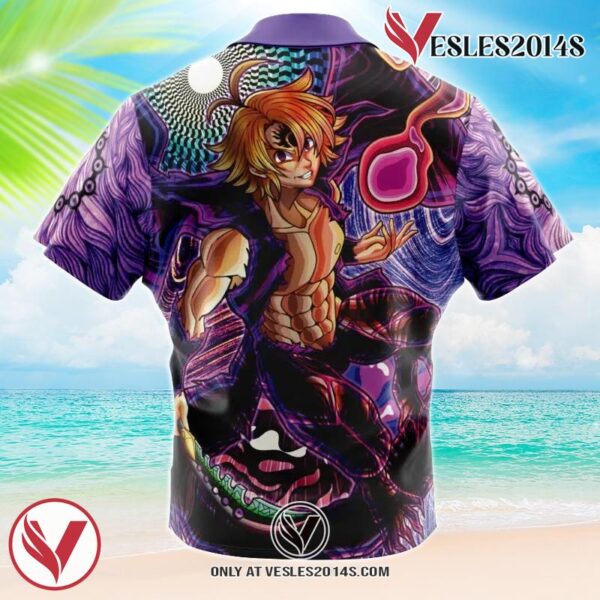 Trippy Meliodas Assault Mode Seven Deadly Sins Hawaiian Button Up Shirt, Perfect Gifts For Anime Lovers - Vesles2014S 1
