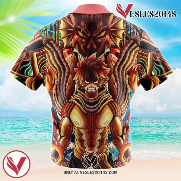 Trippy Natsu Dragneel Fairy Tail Hawaiian Button Up Shirt, Perfect Gifts For Anime Lovers - Vesles2014S 1