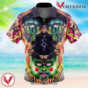 Trippy Shigeo Kageyama Mob Psycho100 Hawaiian Button Up Shirt, Perfect Gifts For Anime Lovers - Vesles2014S