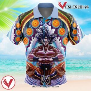Trippy Ultra Instinct Goku Dragon Ball Z Hawaiian Button Up Shirt, Perfect Gifts For Anime Lovers - Vesles2014S