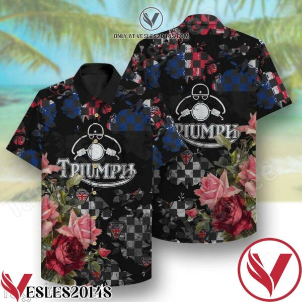 Triumph Floral Black Hawaiian Shirt, Unique Gifts For Friends - Vesles2014S 1