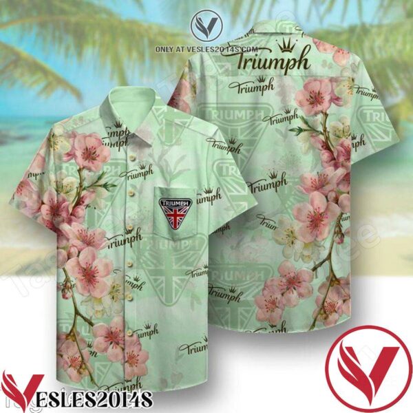 Triumph Peach Blossom Branch Light Green Hawaiian Shirt, Unique Gifts For Friends - Vesles2014S 1