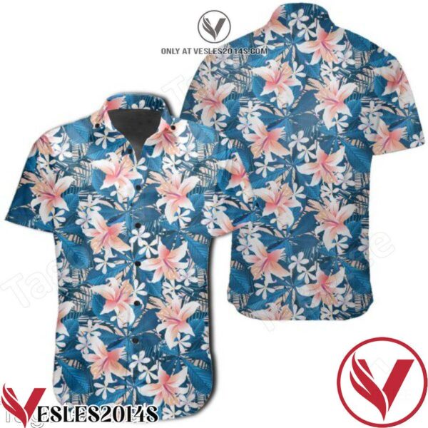 Tropical Blue Leave Lily Flowers Hawaiian Shirt, Unique Gifts For Friends - Vesles2014S 1