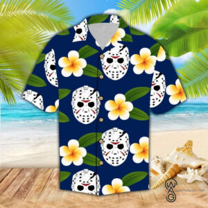 Tropical Floral Jason Voorhees Horror Movie Halloween Casual Beach Full Printing Hawaiian Shirt Vesles2014S 1