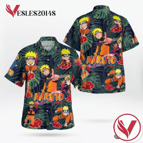 Tropical Floral Naruto Manga Anime Casual Beach Full Printing Hawaiian Shirt Vesles2014S 1