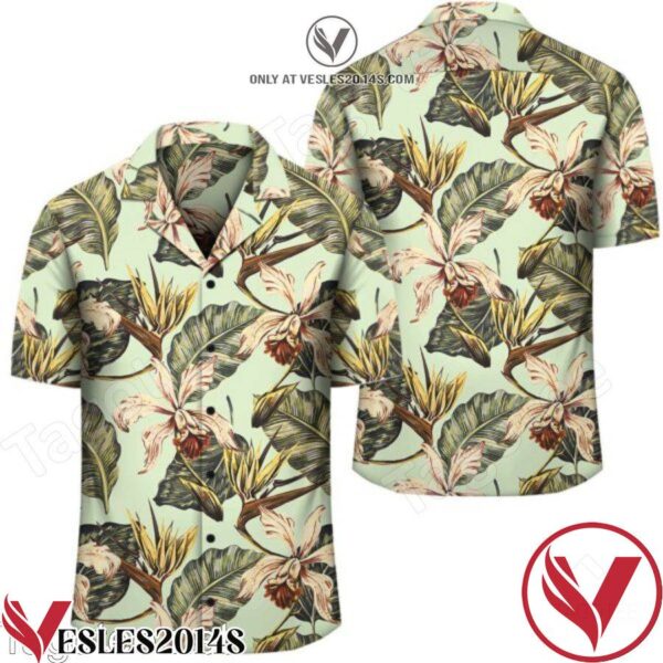 Tropical Jungle Leaves Orchid Strelitzia Hawaiian Shirt, Unique Gifts For Friends - Vesles2014S 1