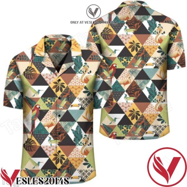 Tropical Jungle Parrots And Flamingos Pattern Hawaiian Shirt, Unique Gifts For Friends - Vesles2014S 1