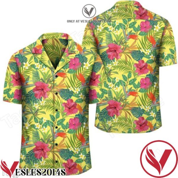 Tropical Leaves And Flowers Yellow Hawaiian Shirt, Unique Gifts For Friends - Vesles2014S 1