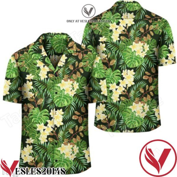 Tropical Leaves And Plumeria Green Hawaiian Shirt, Unique Gifts For Friends - Vesles2014S 1
