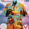 Turkey And Pumpkin Print Short Sleeve Hawaiian Casual Shirt Vesles2014S